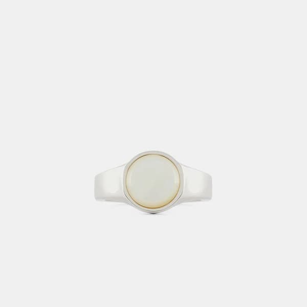 Silver Round Mother Of Pearl Ring